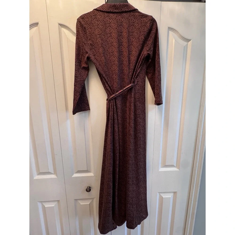 J.McLaughlin Ruthie Wrap Dress Brown Multi Block Party Paisley Midi NWT L